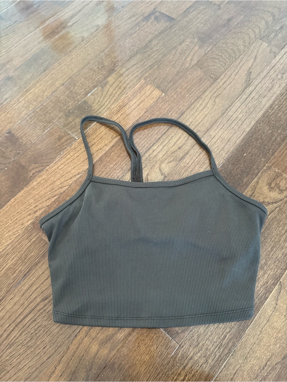 ALO Yoga Ribbed Crop Bra Tank - Chocolate Brown